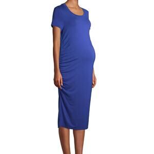 Time & Tru Blue Maternity Stretchy Dress Mid Length Short Sleeve 2XL NEW